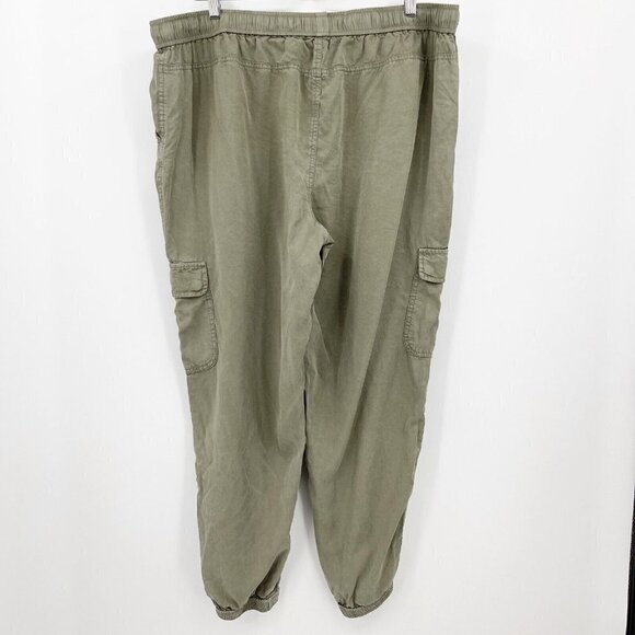 Knox Rose Olive Green Cargo Jogger Tencel Pants Drawstring Waist - Picture 4 of 6